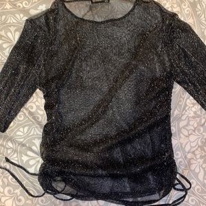 Glittery Black see through long sleeved shirt